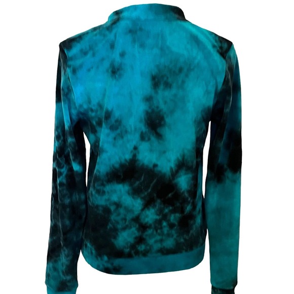 CHASER Tie Dyed Moto Track Jacket •Women L• Velour Velvet Full Zip Blue Black - Picture 4 of 6